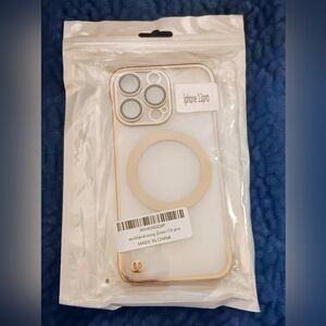 Phone Case Cover/Holder: White w/Gold Plating For iPhone 13 Pro - BRAND NEW!
